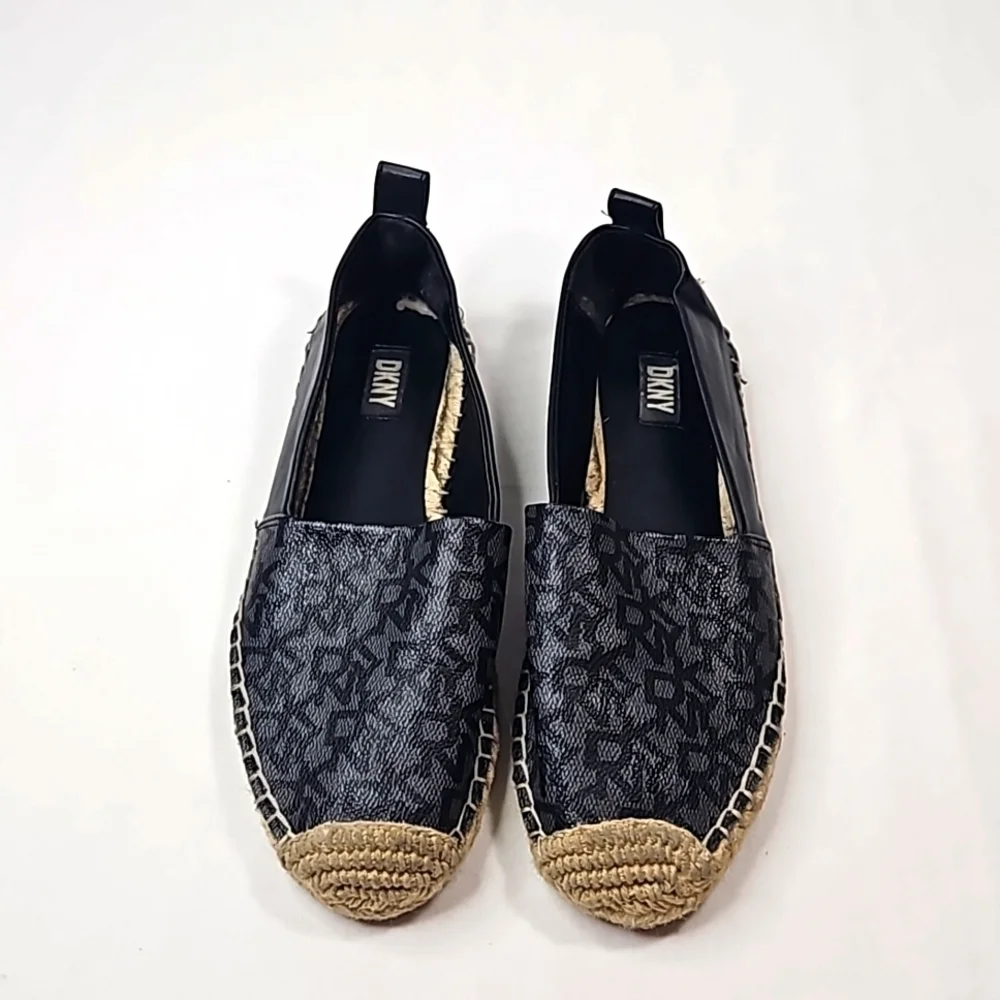DKNY Signature Mali Espadrille Loafer Flats 7.5M Black/Gray